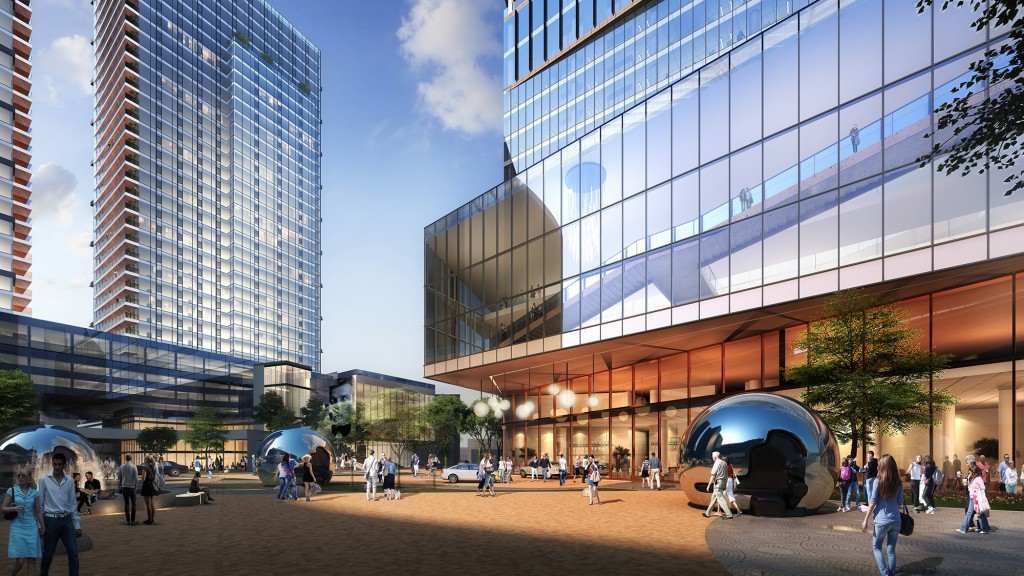 People walking near a building.